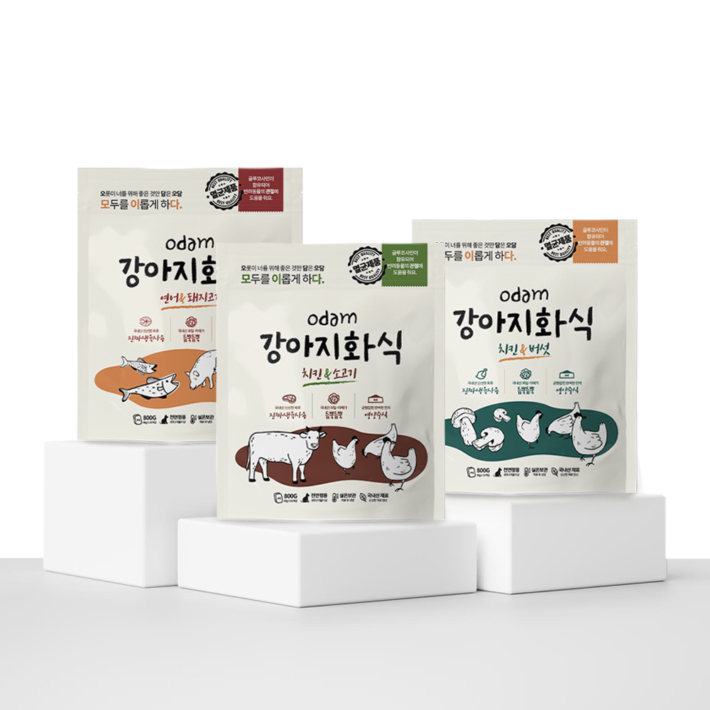 오담 강아지화식 80g x 10ea (치킨&소고기 / 치킨&버섯 / 연어&돼지고기)
