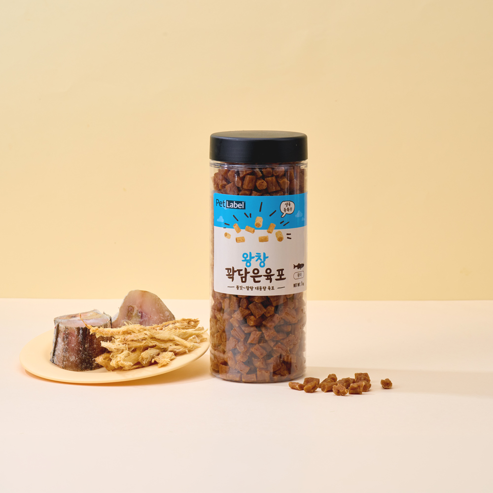 펫라벨 왕창 꽉담은 육포 1kg (소고기 / 연어 / 황태)